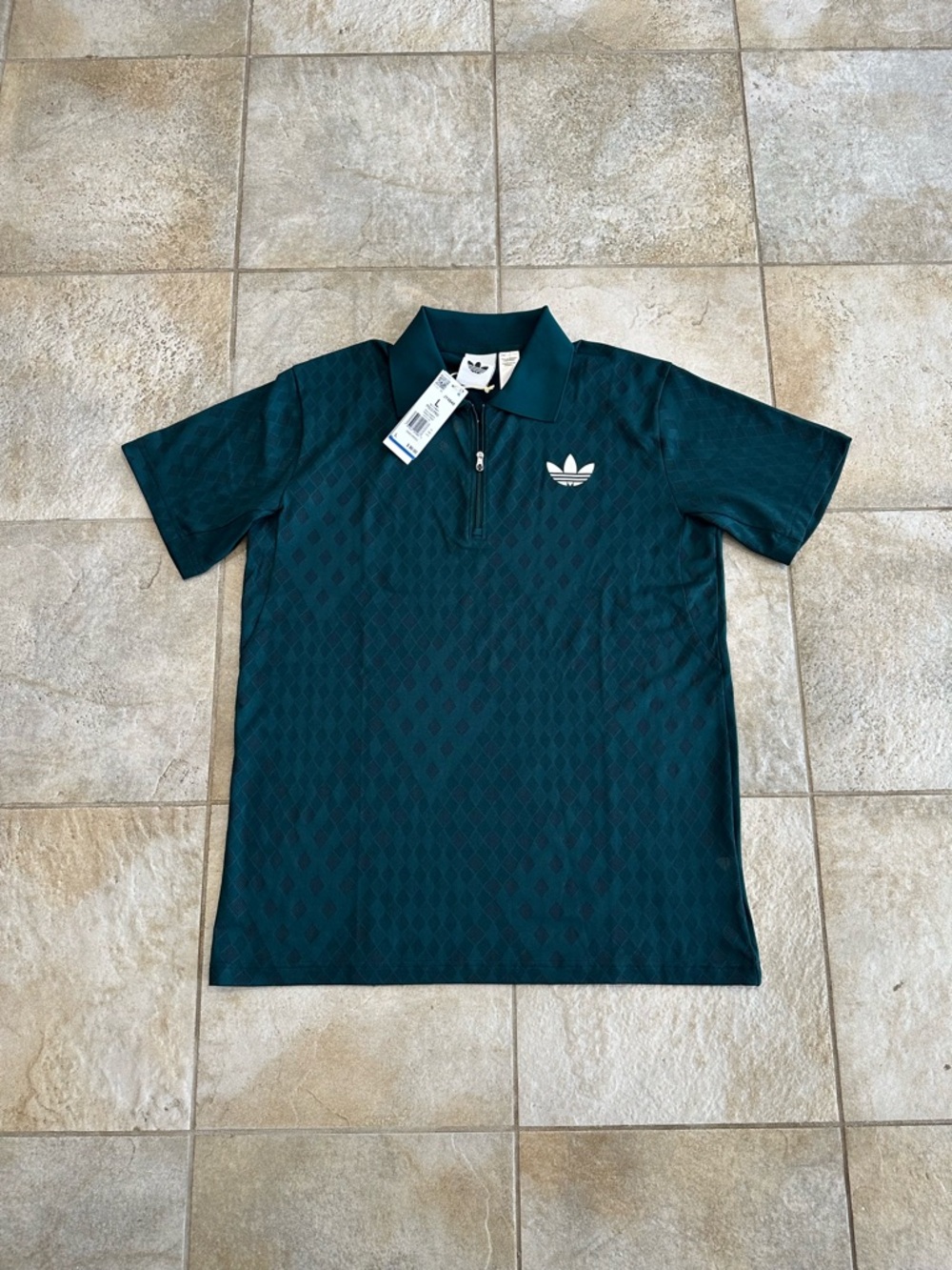 Sold! adidas Dark Teal Trefoil Zip Polo